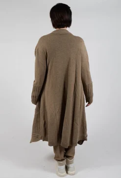 Long Ribbed Cardigan in Camel Mel