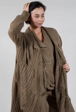 Long Ribbed Cardigan in Camel Mel
