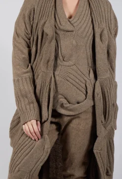 Long Ribbed Cardigan in Camel Mel