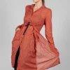 Long Sheer Shirt in Picante
