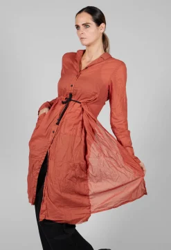 Long Sheer Shirt in Picante