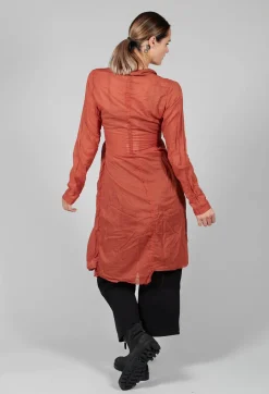 Long Sheer Shirt in Picante