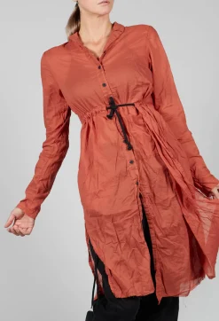 Long Sheer Shirt in Picante