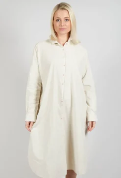 Long Shirt Dress V in Off White