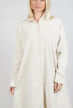 Long Shirt Dress V in Off White