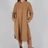 Long Shirt Dress V in Sugar