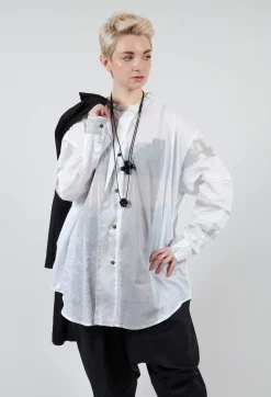 Long Shirt with Print in White