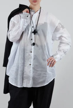 Long Shirt with Print in White