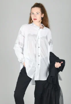 Long Shirt with Print in White
