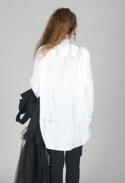 Long Shirt with Print in White