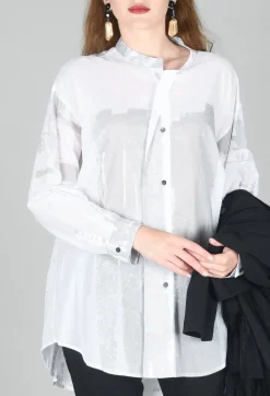 Long Shirt with Print in White