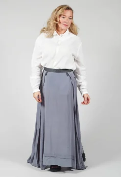 Long Shirt with Ruffle Shoulder Detail in White