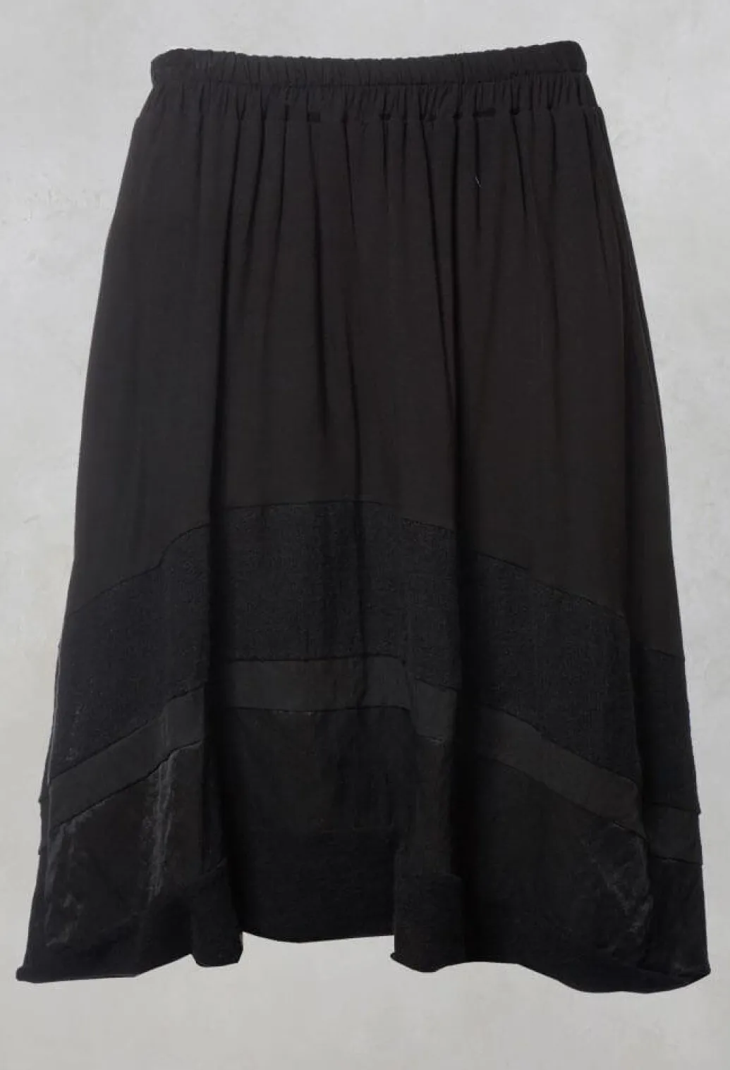 Long Skirt with Asymmetric Hem in Black