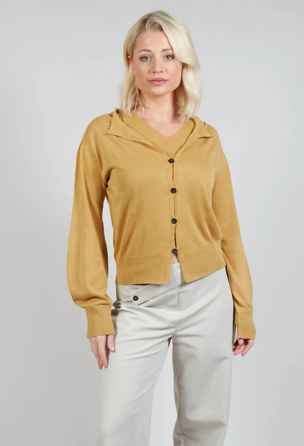 Long Sleeve Cardigan in Mustard