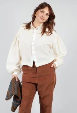 Long Sleeve Cotton Shirt in Cream