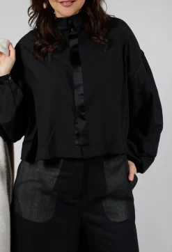 Long Sleeve Cotton Shirt in Black
