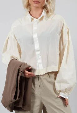 Long Sleeve Cotton Shirt in Cream