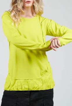 Long Sleeve Jersey T Shirt with Ruffle Hem in Spring