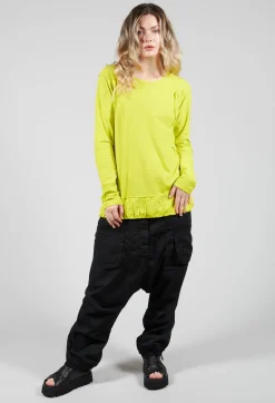 Long Sleeve Jersey T Shirt with Ruffle Hem in Spring