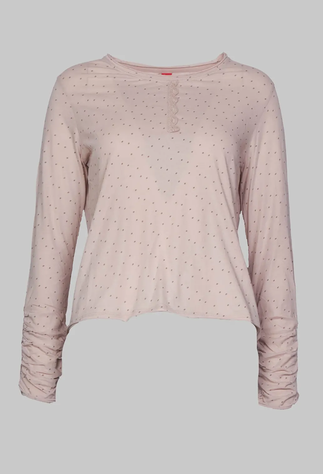 Long Sleeve Jersey Top in Dots