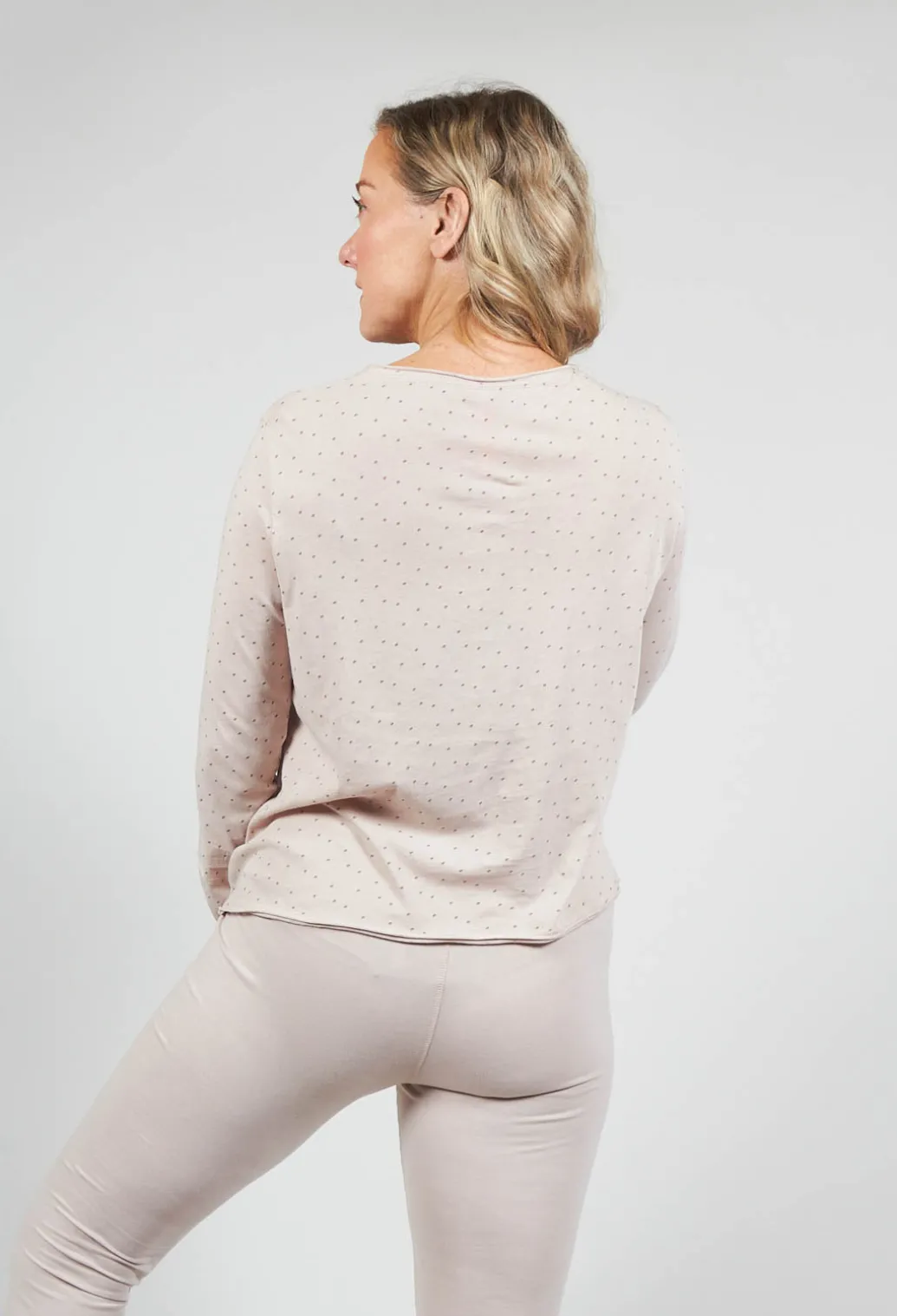 Long Sleeve Jersey Top in Dots