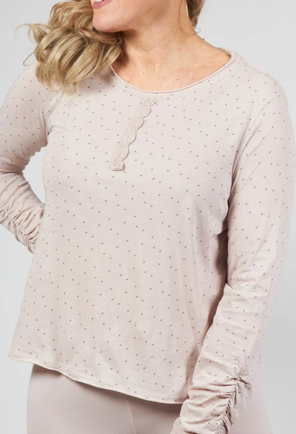 Long Sleeve Jersey Top in Dots