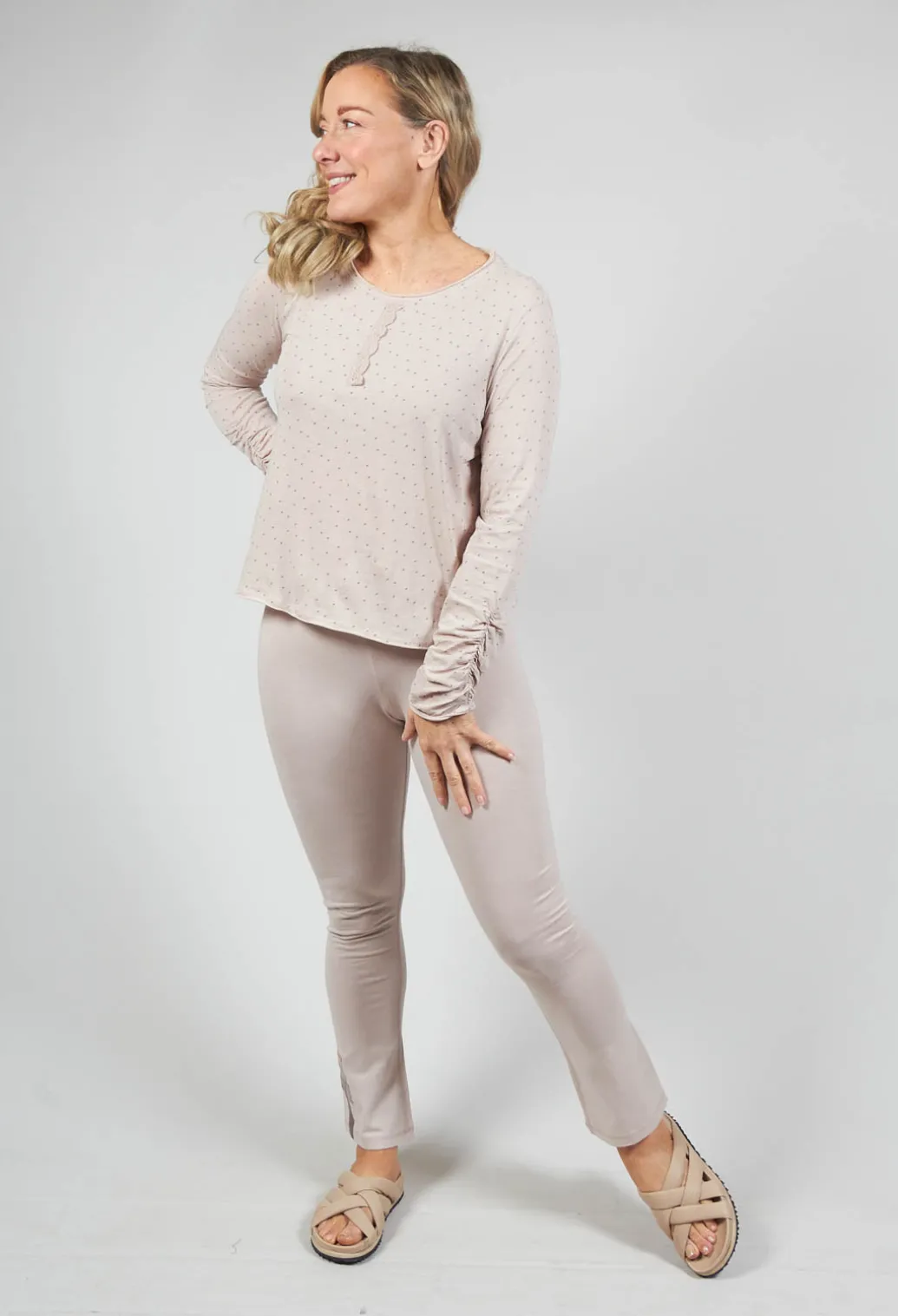 Long Sleeve Jersey Top in Dots
