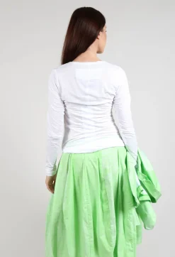 Long Sleeve Jersey Top with Motif in Lime Print