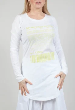 Long Sleeve Jersey Top with Motif in Sun Print