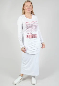 Long Sleeve Jersey Top with Motif in Chili Print