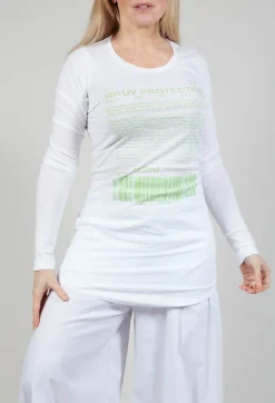 Long Sleeve Jersey Top with Motif in Lime Print