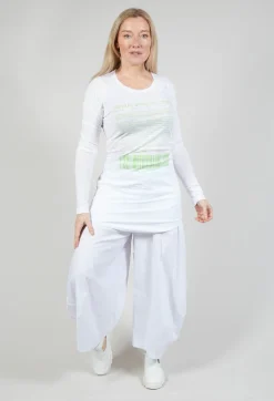 Long Sleeve Jersey Top with Motif in Lime Print