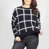 Long Sleeve Jumper with Check Design in Black
