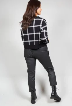 Long Sleeve Jumper with Check Design in Black