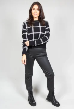 Long Sleeve Jumper with Check Design in Black