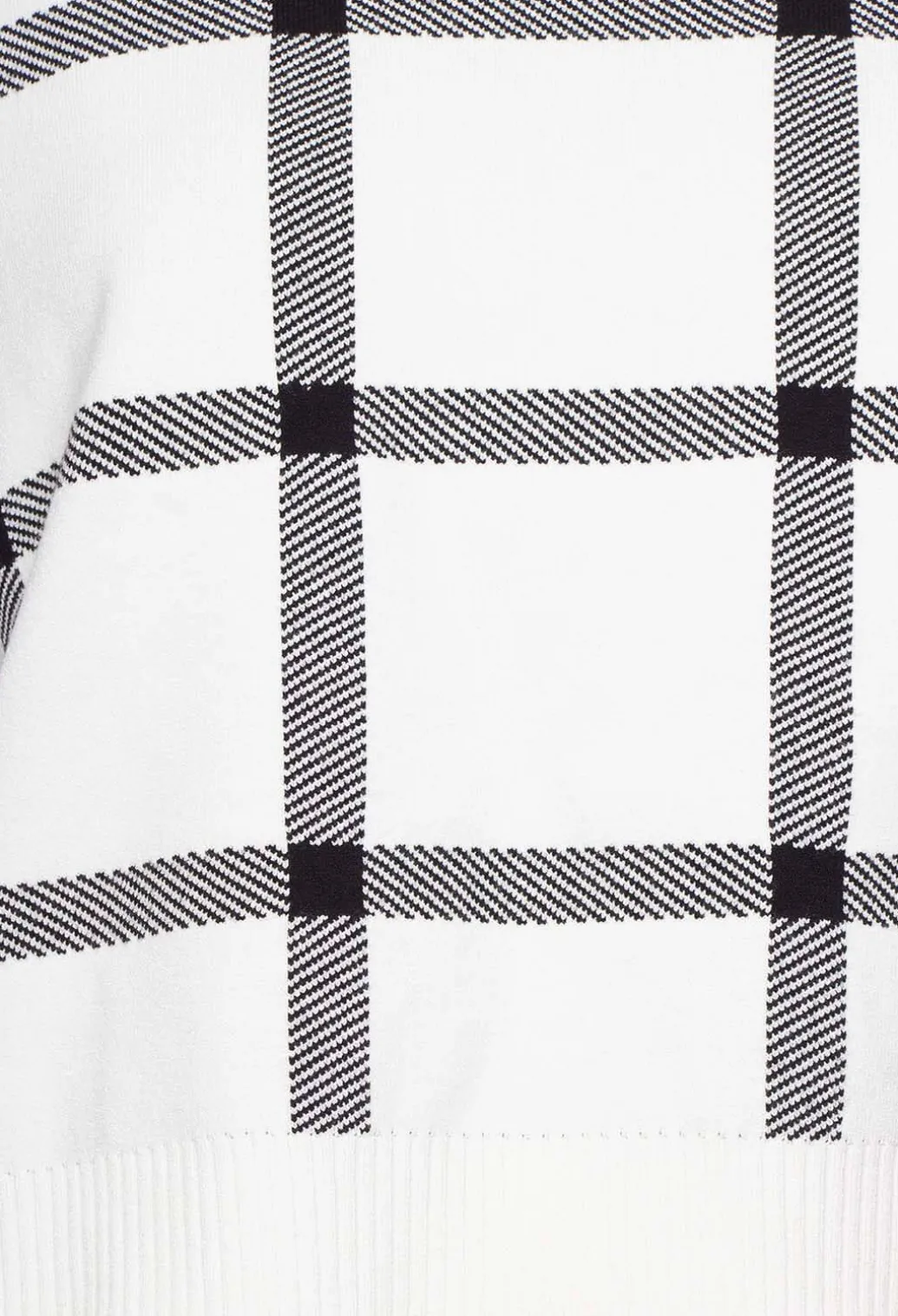 Long Sleeve Jumper with Check Design in White