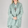 Long Sleeve Linen Stripe  Jacket in Teal