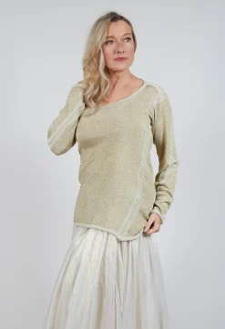 Long Sleeve Metallic Knit in Gold