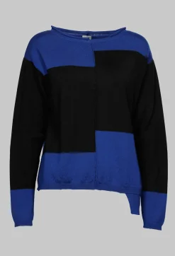 Long Sleeve Sweater in Royal Blue and Black