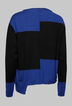 Long Sleeve Sweater in Royal Blue and Black
