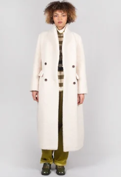 Long Sleeve Teddy Coat in Cream
