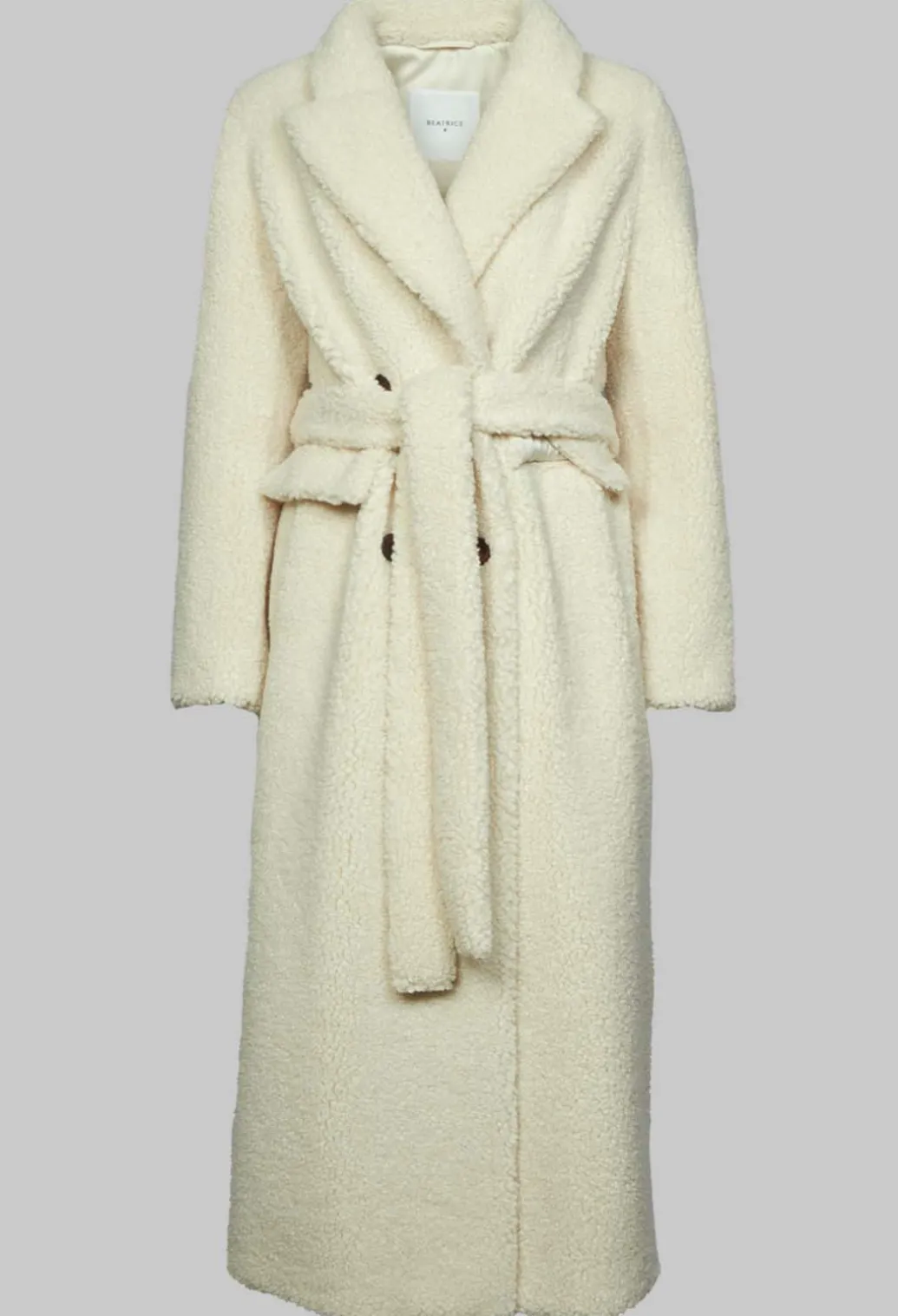 Long Sleeve Teddy Coat in Cream