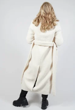 Long Sleeve Teddy Coat in Cream