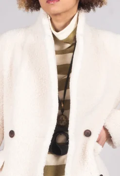 Long Sleeve Teddy Coat in Cream