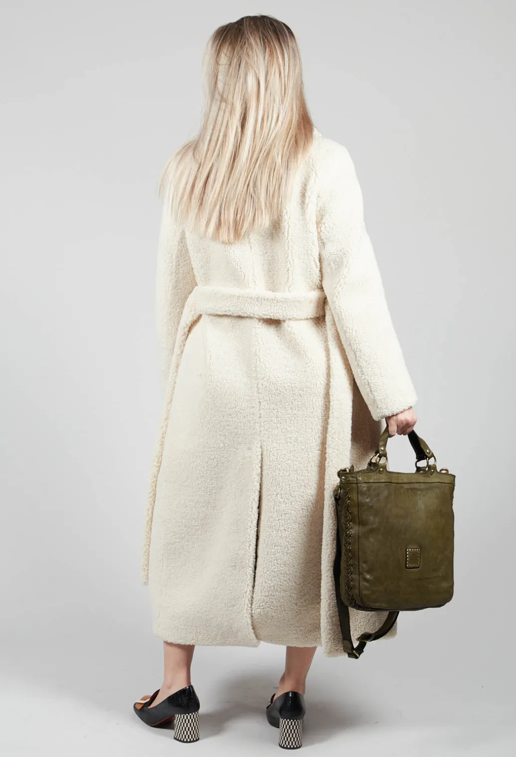 Long Sleeve Teddy Coat in Cream