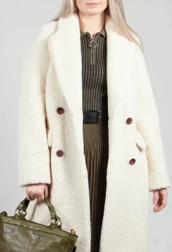 Long Sleeve Teddy Coat in Cream