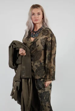 Long Sleeve Top in Tinto Freddo Green Tuscany