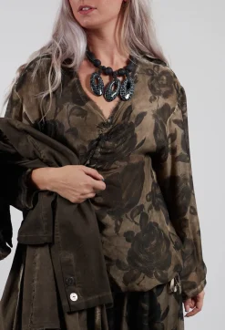 Long Sleeve Top in Tinto Freddo Green Tuscany