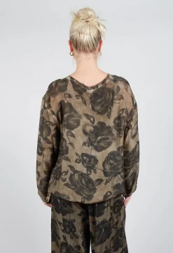 Long Sleeve Top in Tinto Freddo Green Tuscany