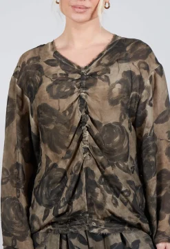 Long Sleeve Top in Tinto Freddo Green Tuscany